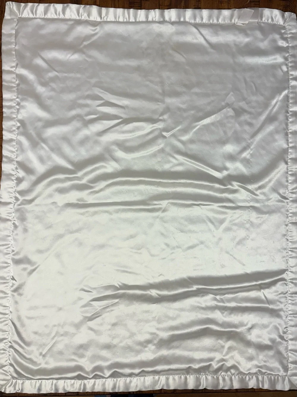 Baby Starters White Minky Elephant Moon & Back Satin Trim Crib Blanket